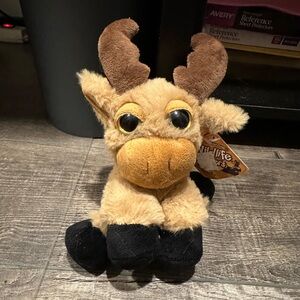 RBI Ron Banafato Inc Brown Stuffed Plush with Gold Glitter Eyes 6" Moose